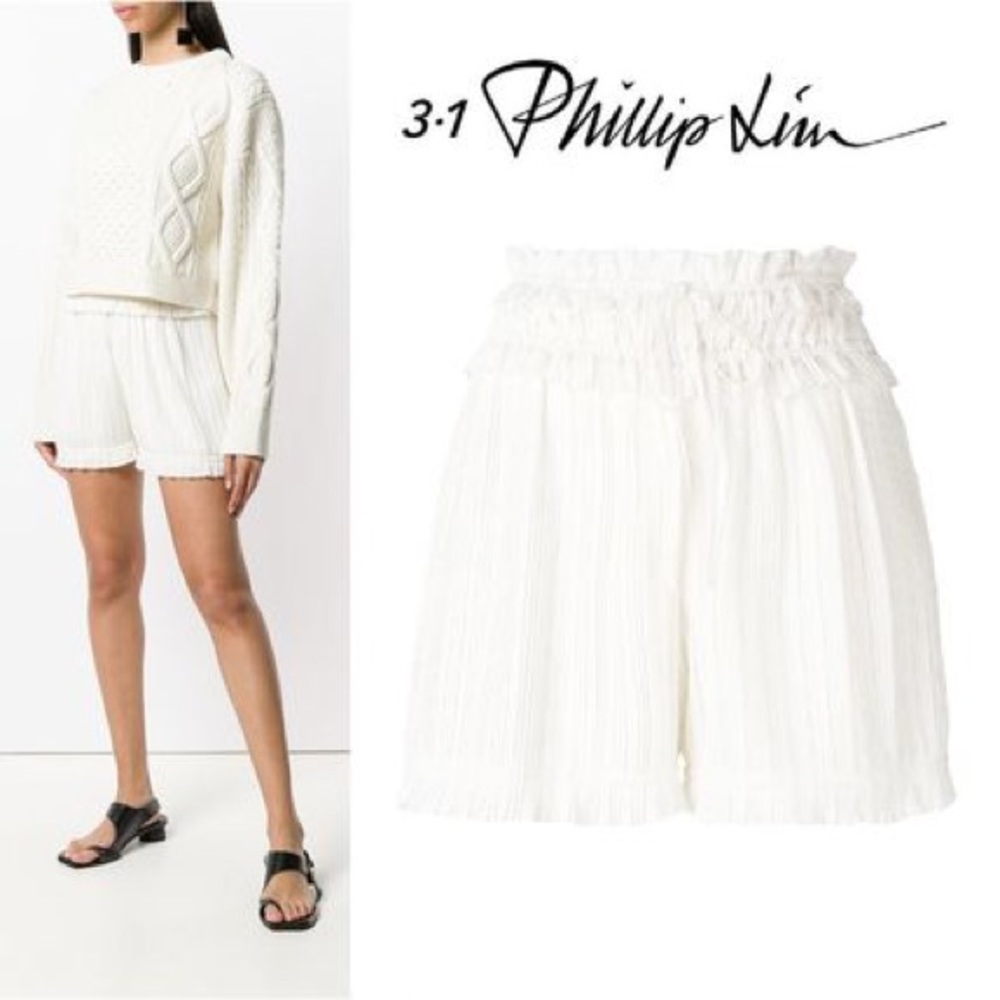 3.1 phillip lim pleated shorts white